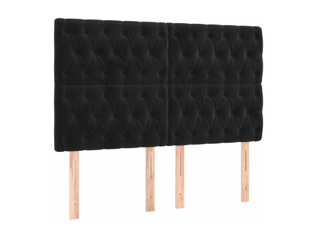 Black velvet bed frame without mattress, 140x190 cm, 63148FGAS