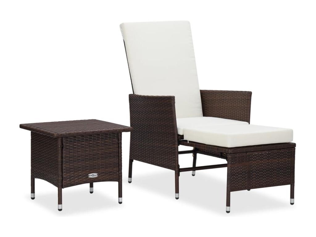 2-piece garden furniture set with cushions, brown wicker resin, 31419DAML