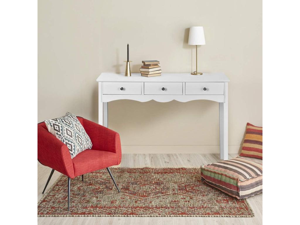 Wooden Console Table/Entryway Table with 3 Drawers, Versatile Use for Living Room, Bedroom, Office, 100x32x75 cm, Vintage White, 93770MFDV