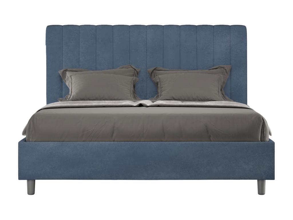 Calmetop 36240XFNK Upholstered Bed (160x210 cm) - Blue Microfiber - No Slatted Base