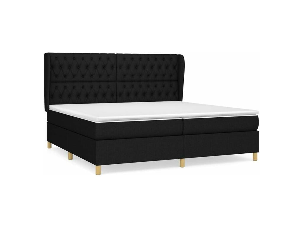 Nidchicshop bed base with mattress, black, 200x200 cm, fabric, 07221FVFC