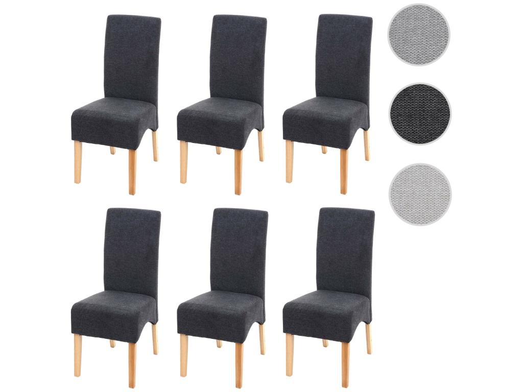 Set of 6 Calmetop dining chairs, kitchen chairs, fabric/textile - dark grey, light legs 74529SKUF