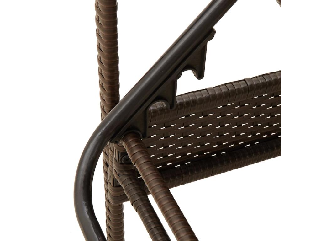 Chaise longue with brown cushion, 63x200x81 cm, woven resin, 01940BJZB