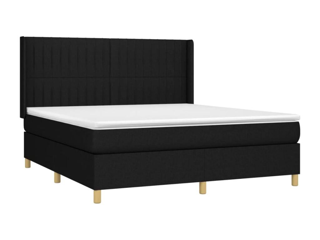 Nidchicshop bed base with mattress and LED lighting, black, 180x200 cm, fabric, 98532HKEU