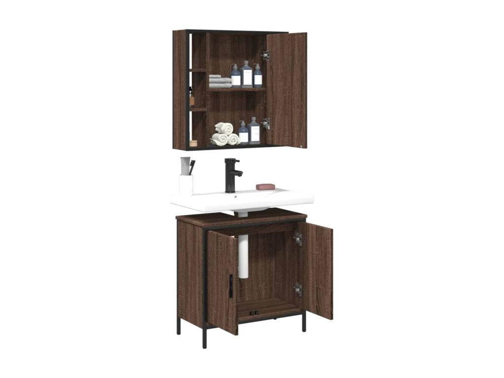 2-piece bathroom furniture set, brown oak, 24561ATNK