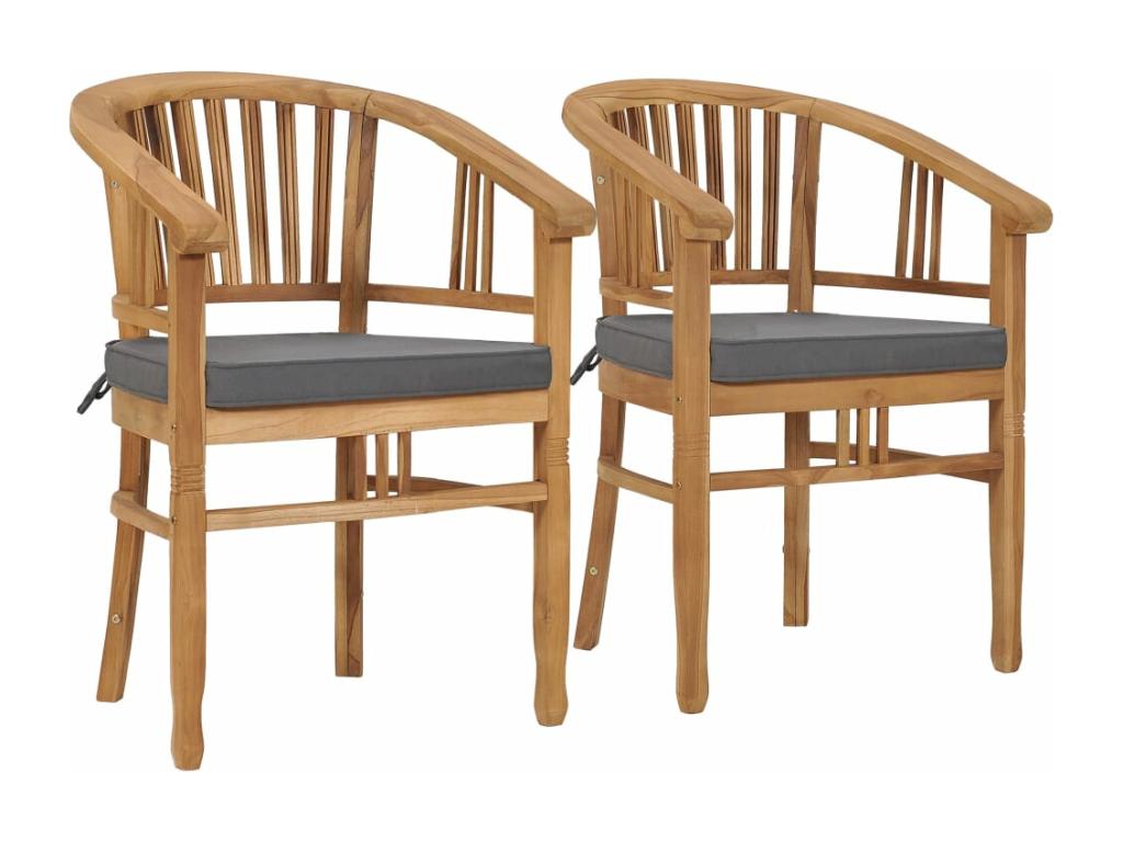 Garden chairs with cushions, 2 pieces, solid teak wood, 11435IMAE