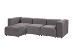 Calmetop Modular Sofa in Dark Grey Velvet with Ottoman, 3-Seater, 15959MTFF