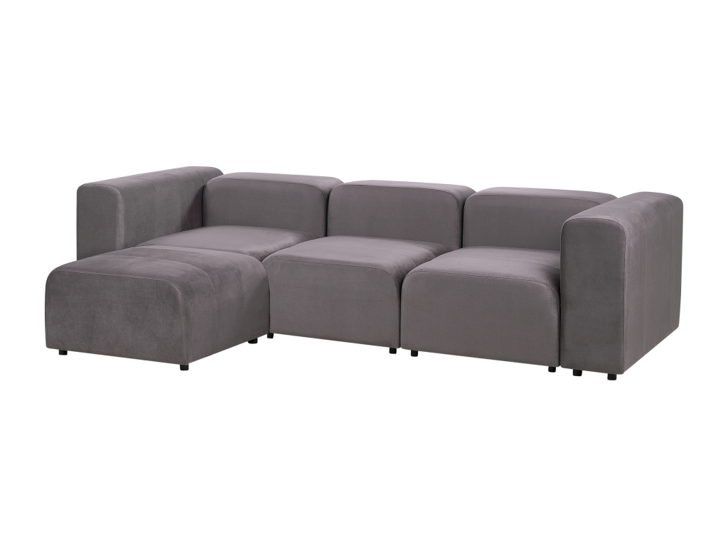 Calmetop Modular Sofa in Dark Grey Velvet with Ottoman, 3-Seater, 15959MTFF