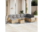 9-piece garden furniture set with cushions, beige woven resin 05873VTQK