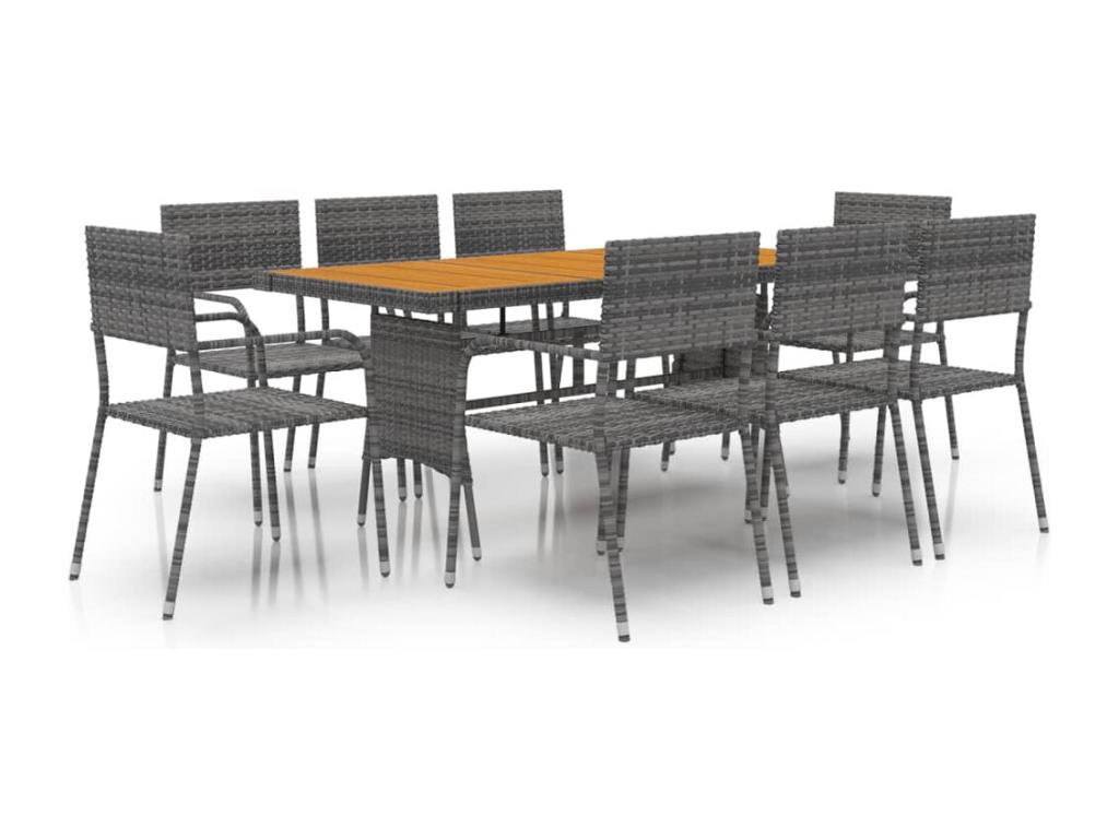 9-Piece Outdoor Dining Set, Wicker Resin, Grey 70670GNTI