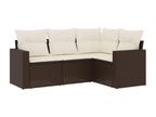 4-piece garden furniture set with brown resin wicker cushions 41779KQXK