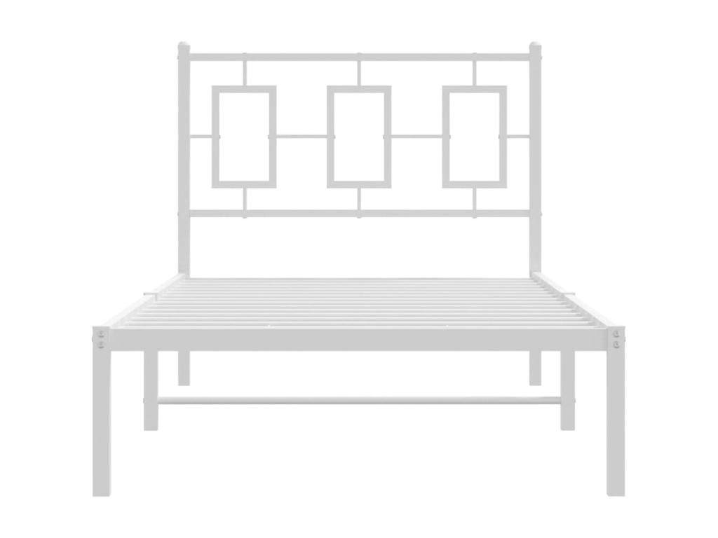 Metal bed frame with white headboard 90x190 cm 58152TBWR