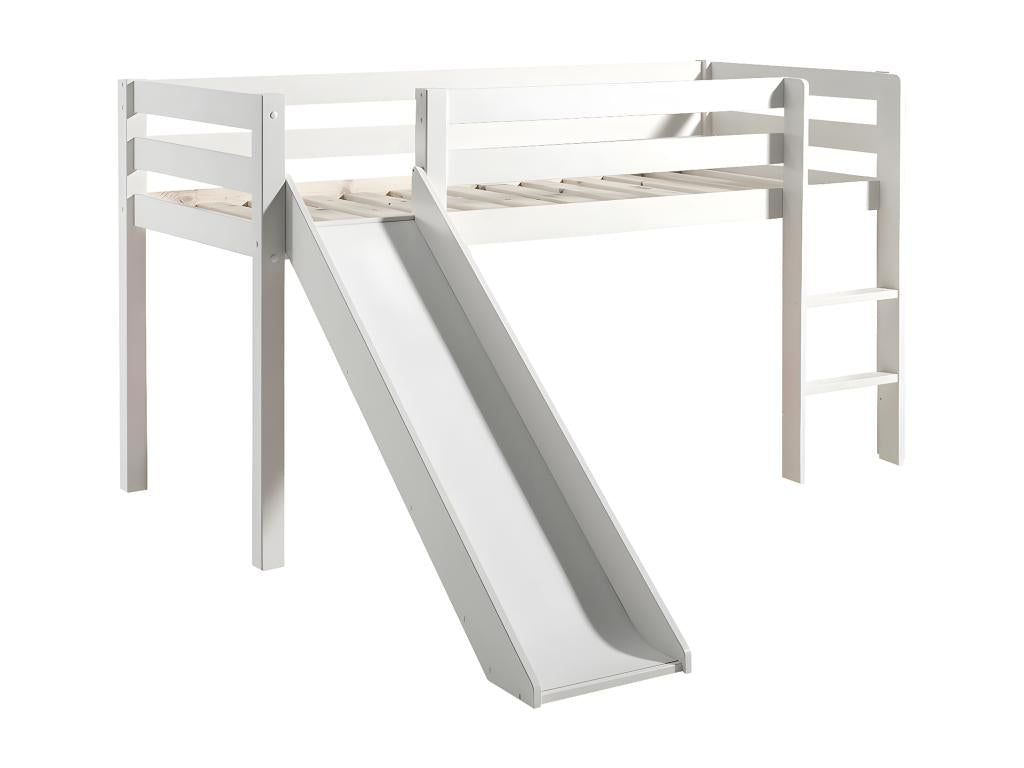 Nidchicshop - Mid-Height Bed with Slide in White Lacquered Pine 90x200cm with Cover Space 24984UUIH