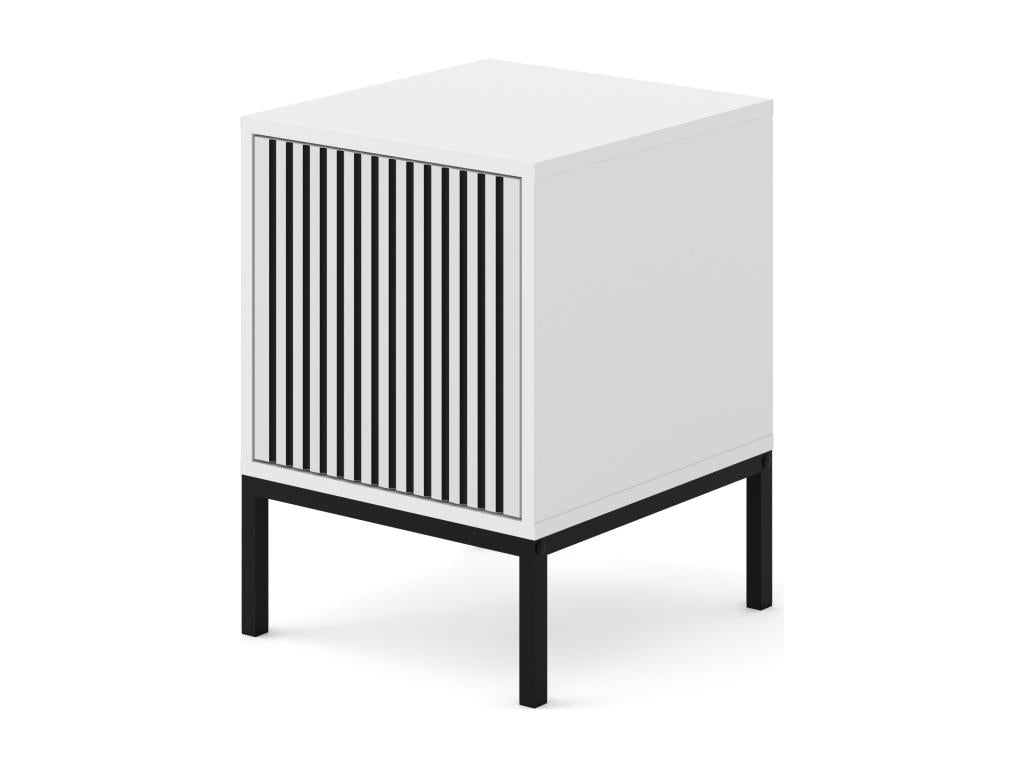 Nidchicshop F bedside table 41x40 cm - cabinet - matte white / matte black 06366OJWW