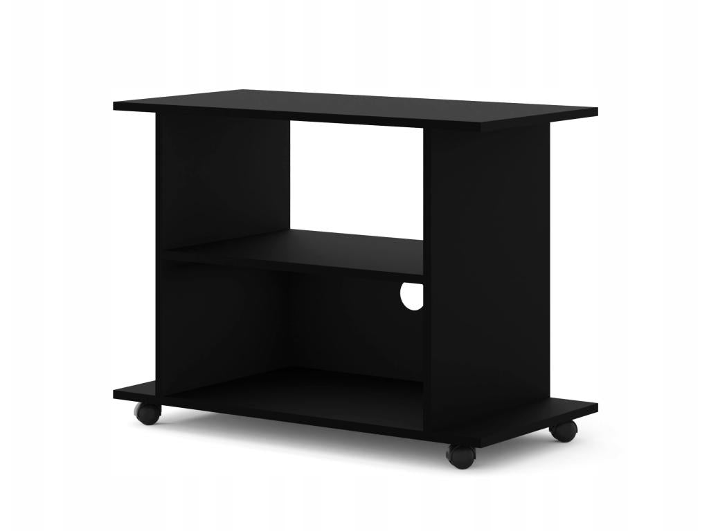 Nidchicshop TV Stand/Commode, Matte Black, 60x80x40cm (HxWxD), 2 Shelves with Wheels, Modern Design, 44239HIRZ