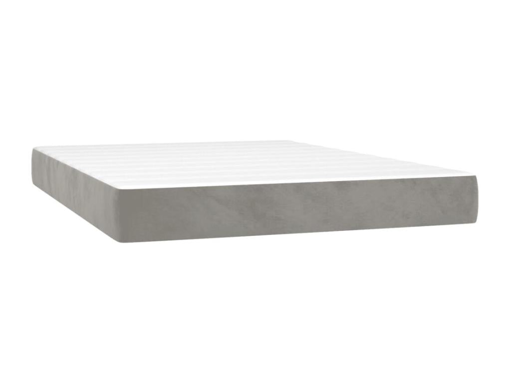 Upholstered bed base and mattress, light grey, 140x190cm, velvet, 20165RLBO
