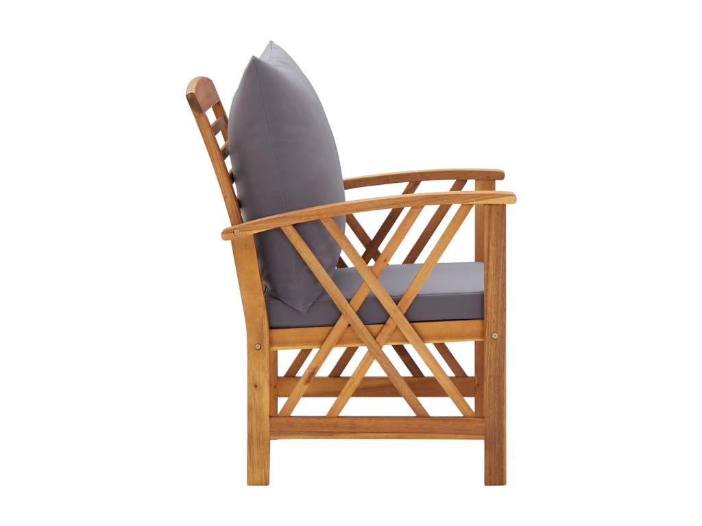 5-piece garden furniture set with cushions, solid wood, by Nidchicshop 50763OJLU