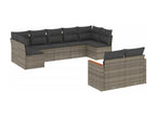 9-piece garden furniture set with grey resin wicker cushions 85341VHDQ