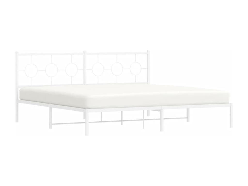 Metal bed frame with white headboard 193x203 96968MXJX
