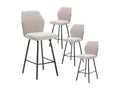 Nidchicshop - Set of 4 Light Grey Fabric Stools with Honeycomb Pattern Back 97233BXYH