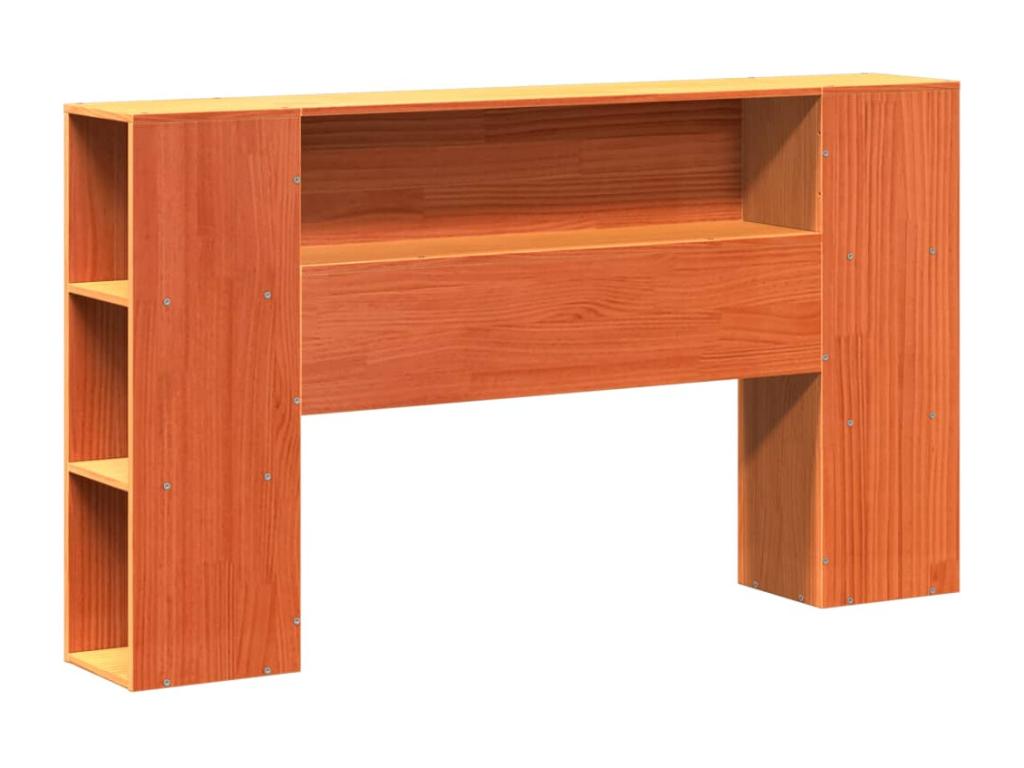 Bookshelf bed without mattress, brown wax finish, 120x200cm, solid wood, 08127ZTUJ