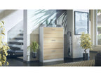 Matte White Shoe Cabinet with Oak Front, WxHxD 89x128x23 cm, 58443ISCV