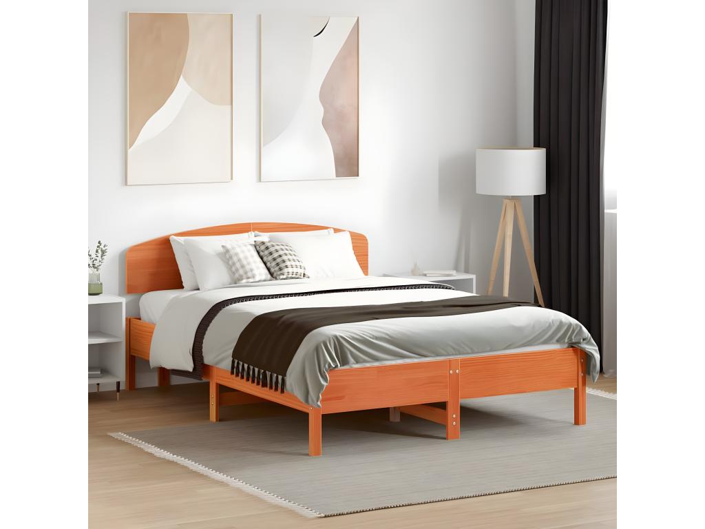 Brown wax headboard, 120 cm, solid pine wood, 86946QZYF