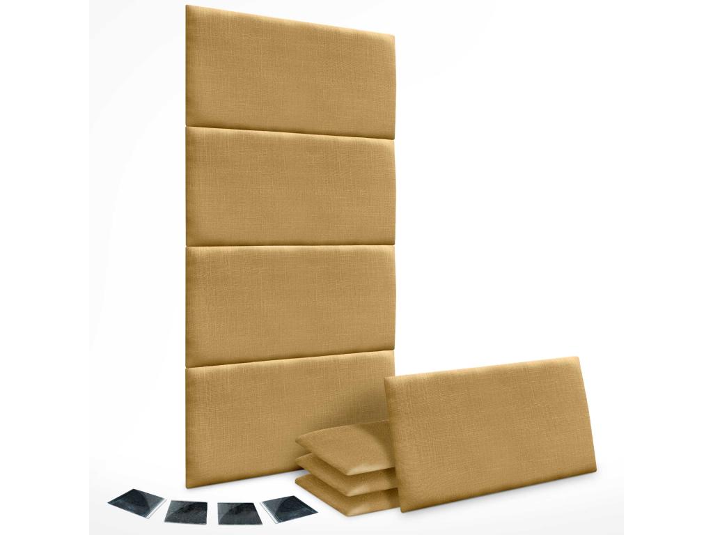 Calmetop Set of 8 Self-Adhesive Linen Wall Panels, Sound Absorbing, Shockproof, and Headboards, Mustard, 50x40cm x8, 99274LAGX