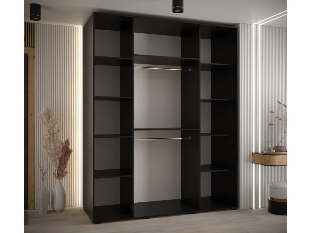 Calmetop 1 Sliding Door Wardrobe 235.2/200/60 3 Doors Black/Black 49726OKLN