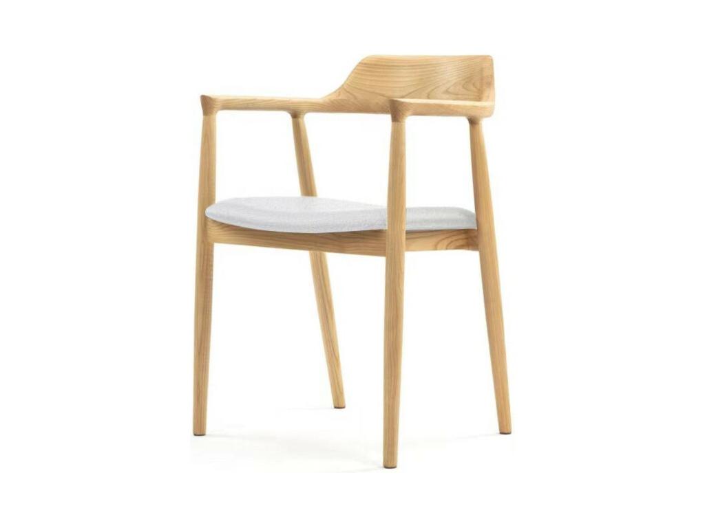 Nidchicshop Scandinavian chair in natural wood with white cushion 45528MCFZ