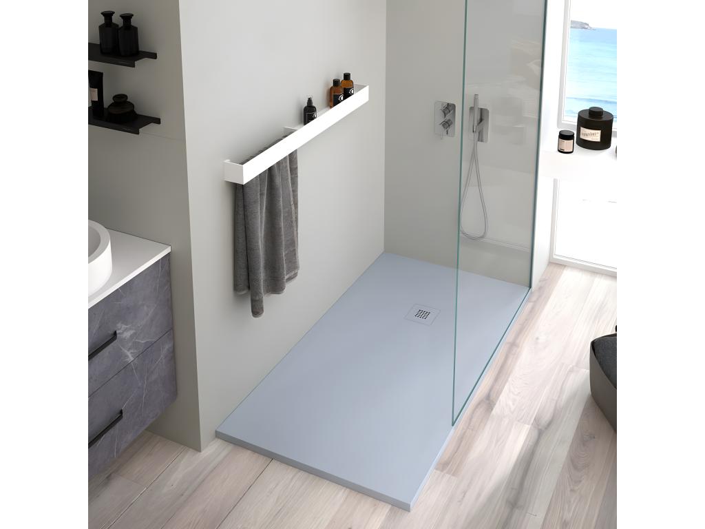 Calmetop slate-finish grey shower tray with coloured grate - 190x100 cm 10426NOSF