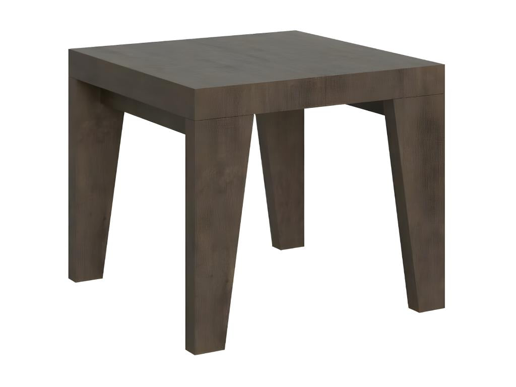 Small square table 90x90cm extendable for 10 people (90 to 246cm) brown wood Nidchicshop-Support 4 legs 01516YEEN