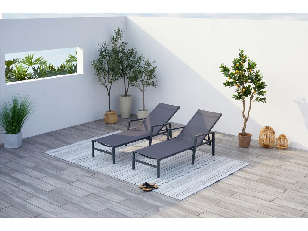 Set of 2 Calmetop 04475TAMI grey garden sun loungers