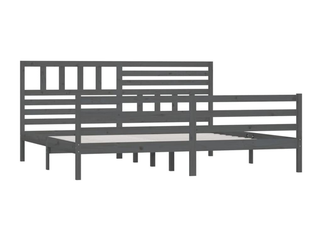 Bed frame without mattress, solid wood, grey, 200x200 cm, 24483PHNA