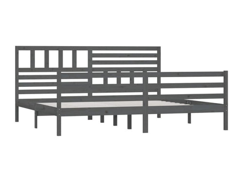 Bed frame without mattress, solid wood, grey, 200x200 cm, 24483PHNA