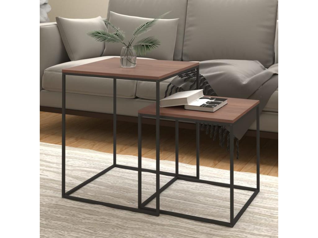 2-Piece Coffee Table Set, Engineered Wood and Metal 16674FVOF