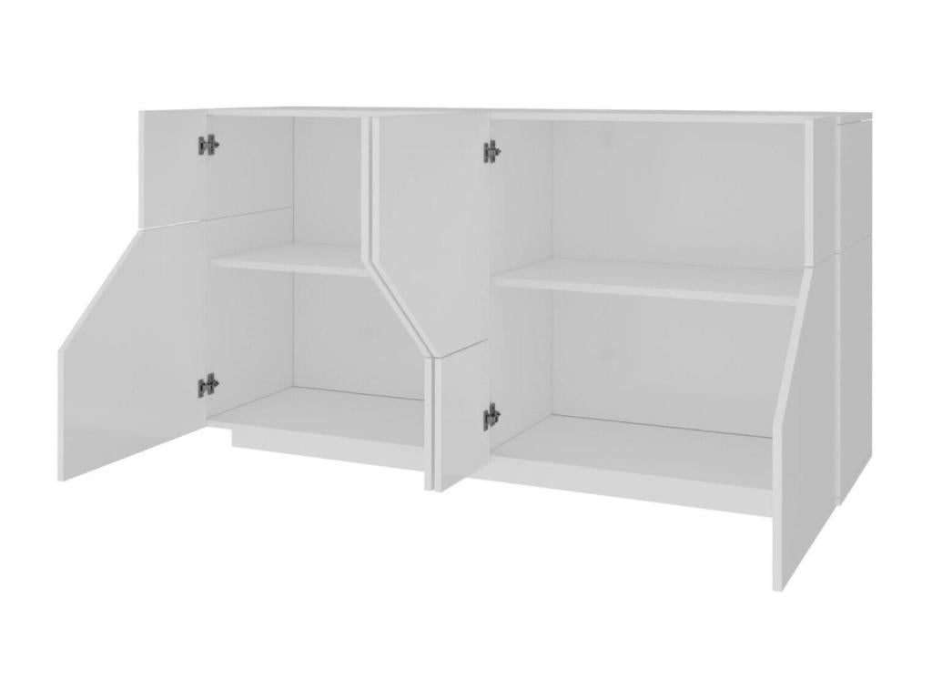 Calmetop Buffet, 4-Door Kitchen Buffet, Living Room Buffet, Made in Italy, 200x43x86 cm, Glossy White, 90074ETDE