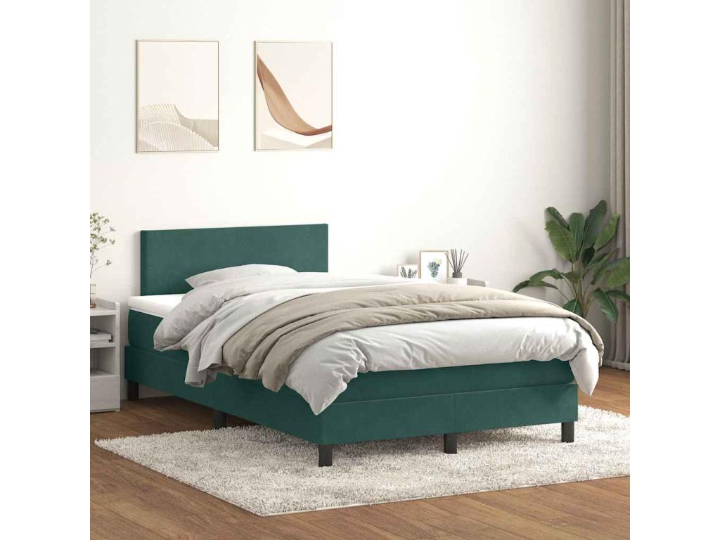 Nidchicshop bed base and mattress, dark green, 120x220cm, velvet, 55987TEXX