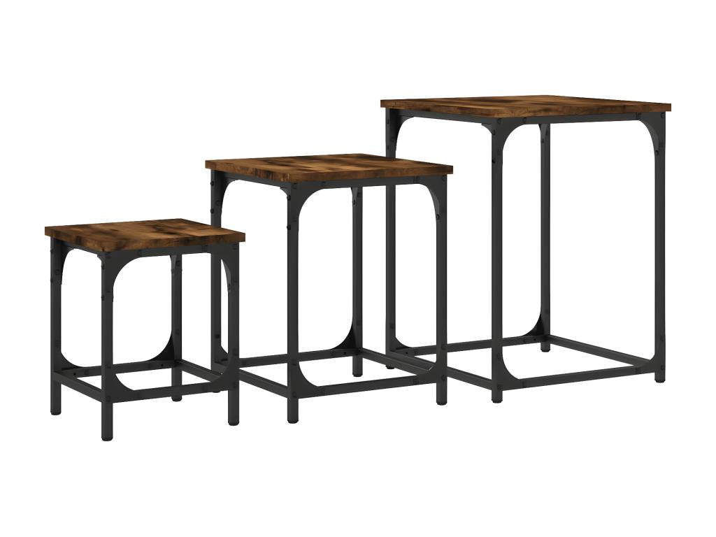 Nesting coffee tables, 3 pieces, smoked oak, engineered wood, 10095ADTN