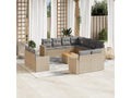 12-piece garden furniture set with cushions, beige wicker resin, 98646DDWJ