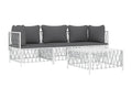 4-piece garden furniture set with cushions, white steel, 10266RIXA