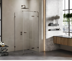 Brushed stainless steel shower enclosure 120x80cm, right-hand pivot, Nidchicshop, front access 09707QWAC
