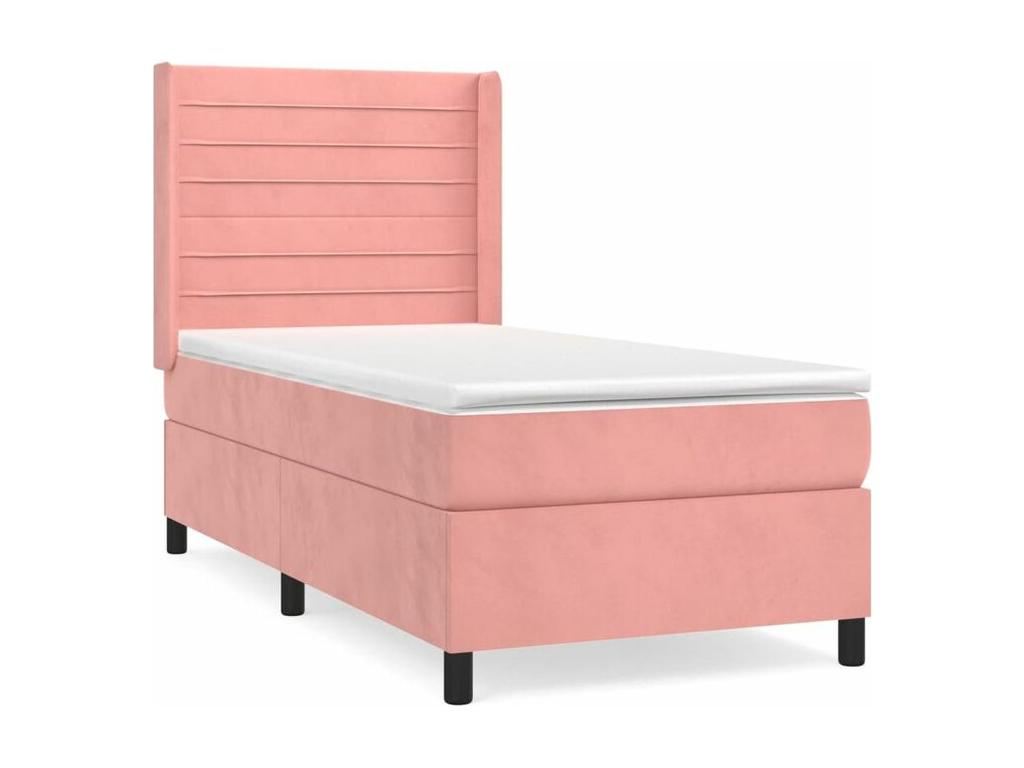 Nidchicshop bed base with pink velvet mattress 100x200 83358RDCS