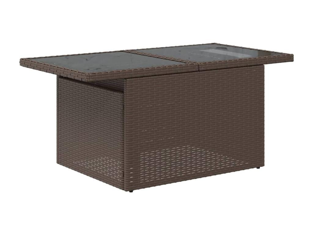 5-piece garden furniture set with cushions, brown woven resin, 87820VDLP