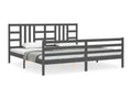 Bed frame with grey headboard 200x200 cm solid wood 26582GUUG
