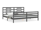 Bed frame with grey headboard 200x200 cm solid wood 26582GUUG