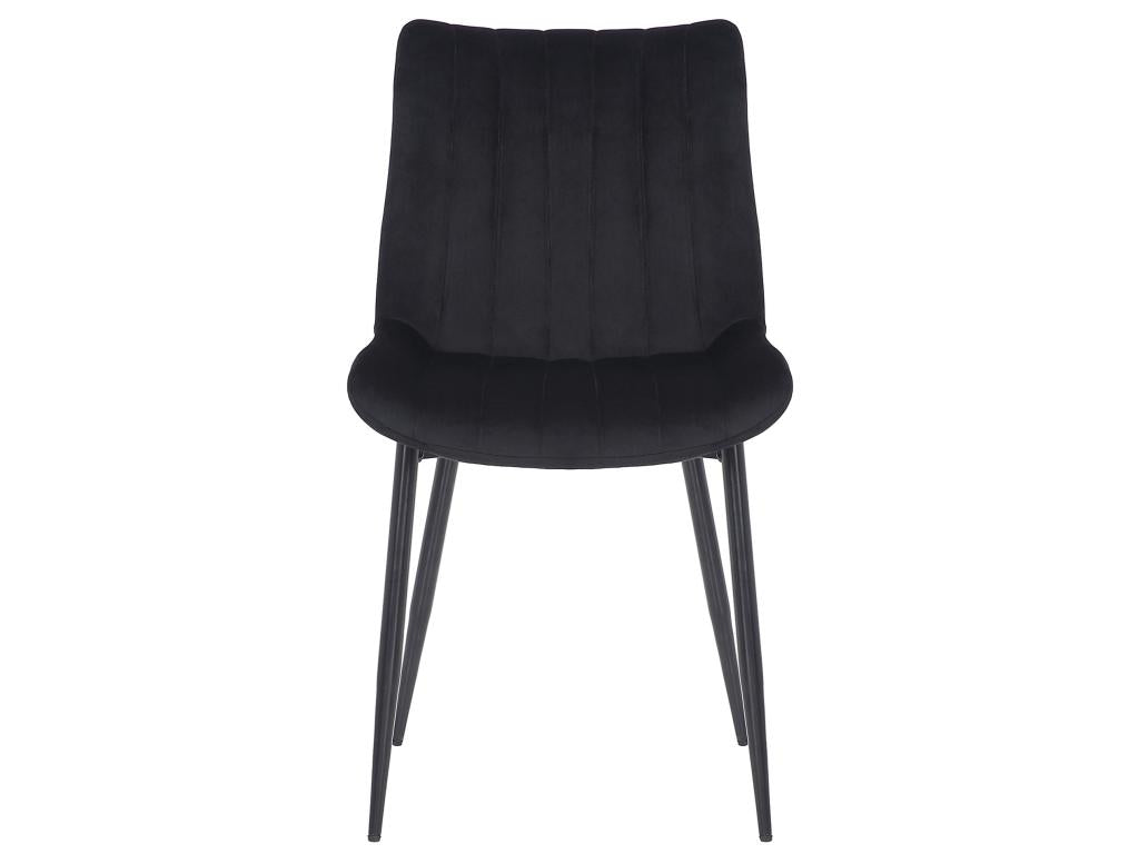 Set of 2 Dining Chairs - Velvet / Matte Black Metal - Black - Nidchicshop 46089ELRB