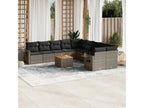 11-piece garden furniture set with grey resin wicker cushions 95761PFYV