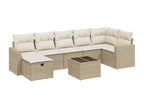 8-piece garden furniture set with cushions, beige wicker resin, 70909RWQF