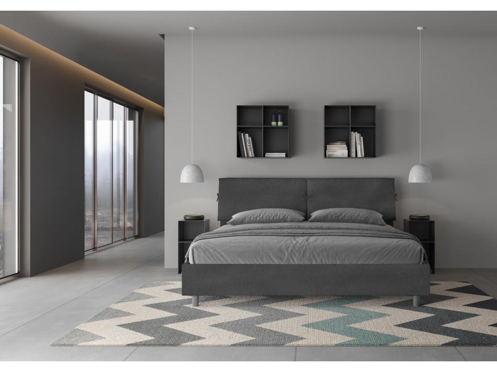 Calmetop size bed without slatted base, upholstered 200x210 cm, grey microfiber, Calmetop 43184IEFO